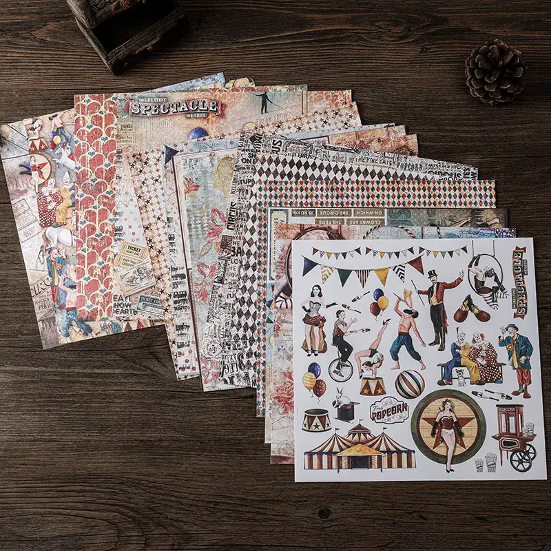 Material Paper Vintage Circus Journal For Background Diy - Temu