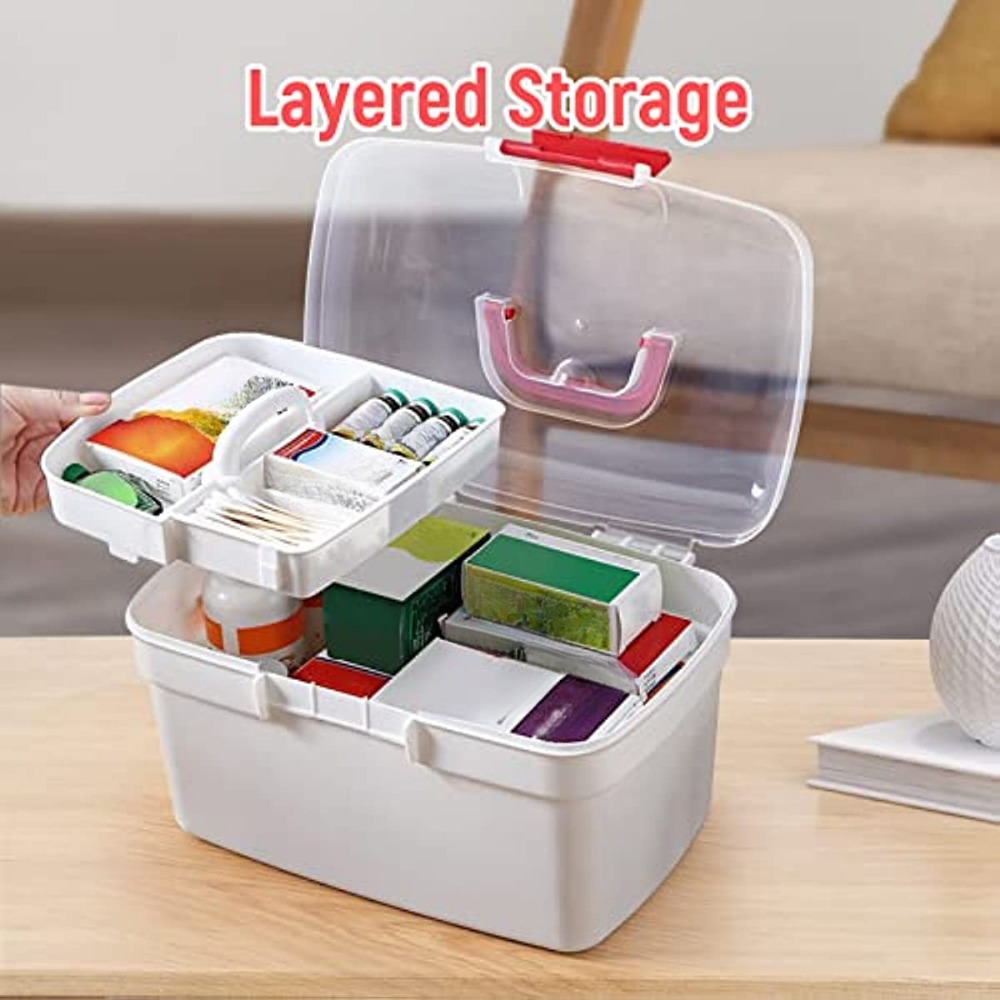 3 Layer First Aid Kit Storage Box Plastic Drug Multi-Functional Medicine  Drug Organizer Portable Family Emergency Kit Cabinet