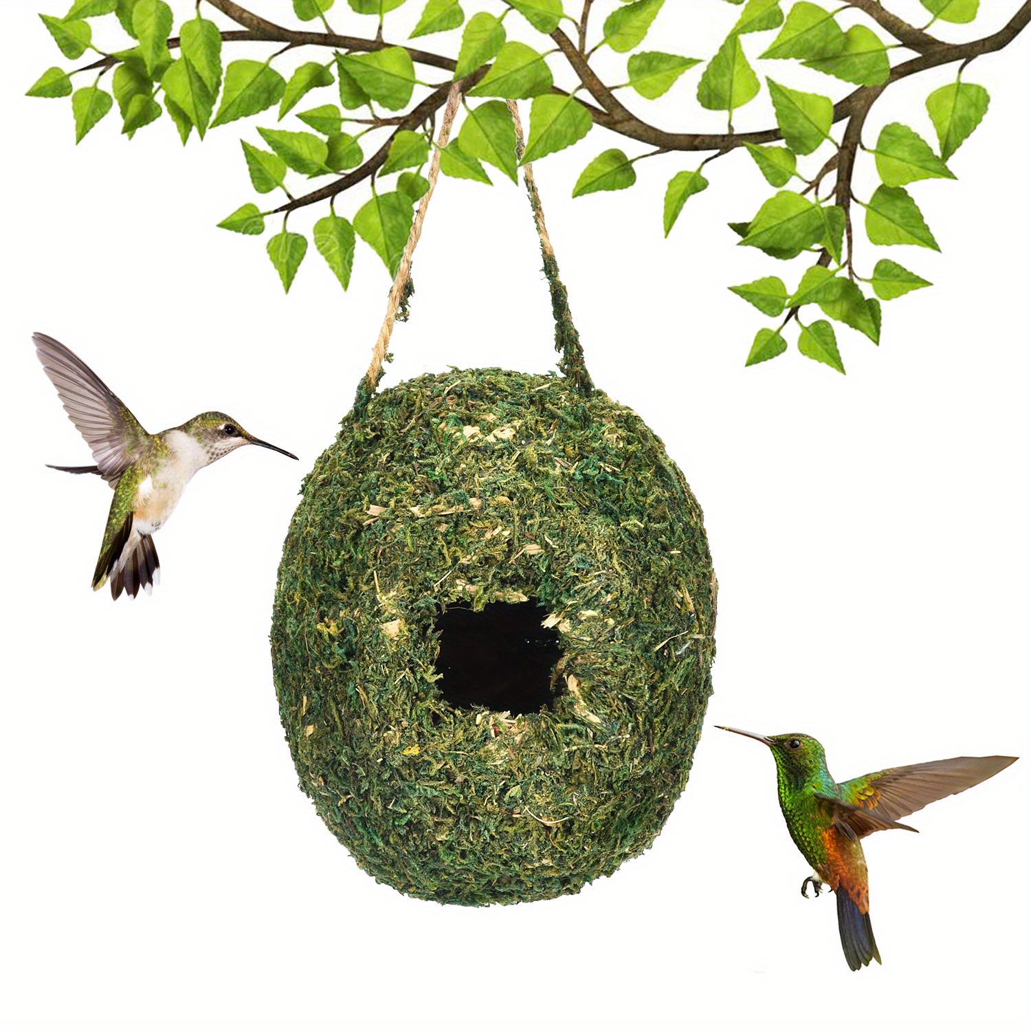 Natural Moss Hanging Hummingbird Hut Hand Woven Bird House - Temu