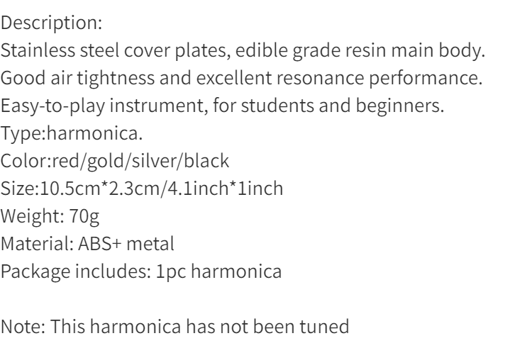 1pc 10 Holes Harmonica Mouth Organ Puzzle Musical Instrument Beginner Teaching Playing Gift Copper Core Resin Harmonica Easter gift Halloween Gift