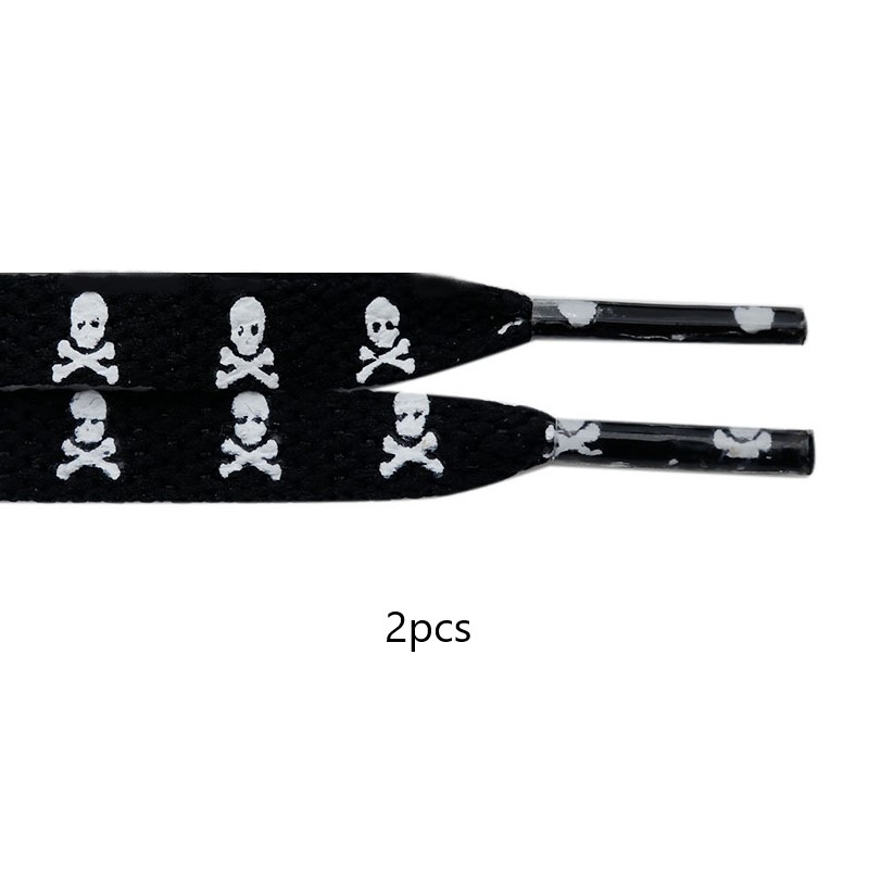 A Pair Of Skull-themed Shoelaces, Perfect For Halloween Gifts, Suitable For Sneakers, Hiking Shoes, Casual Sports Shoes, Canvas Shoes, Etc., In Lengths From 120cm (47.24in) To 160cm (62.99in).