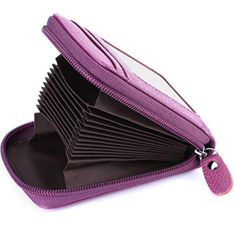 Womens Credit Card Holder Small Rfid Blocking Ladies Wallet With Stainless  Steel Zipper Excellent Genuine Leather Accordion Wallets Case For Women Id