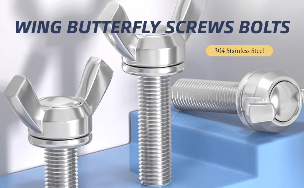 M6x1.0 Bolt Stainless Steel Wing Nut Bolts Butterfly Screw Wing