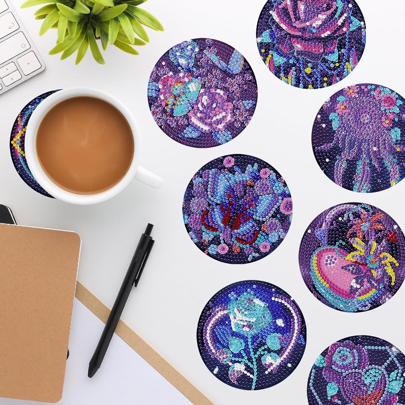 Peacock Flower Diamond Art Painting Coasters Kits With - Temu
