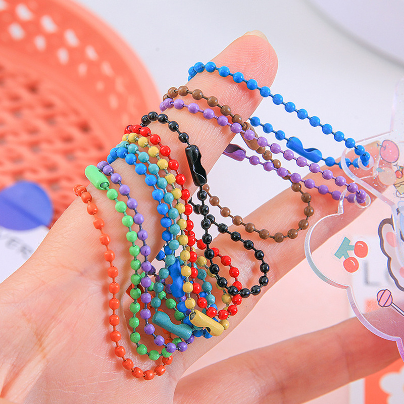 Colorful Round Beads Alloy Ball Chain For Diy Bracelet Key - Temu