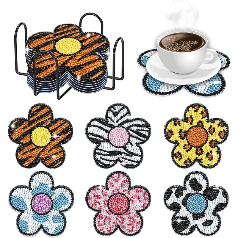 Diamond Painting Coaster Kit Flower Diy Diamond Art Coasters With Holder  For Beginners Adult Craft Supplies Birthday Gifts - Temu