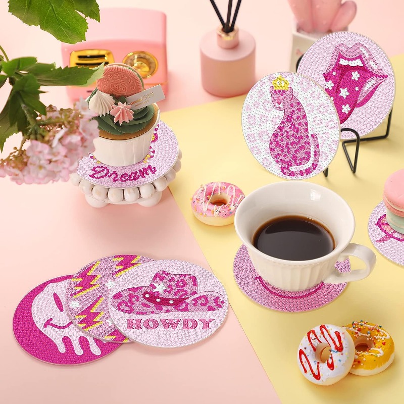 8 Pcs tea trivet holder Bohemian Diamond Dot Coasters Cup Coasters for