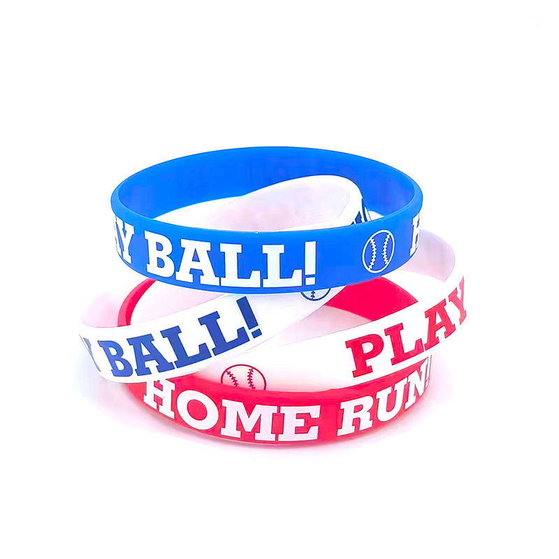 300pcs Baseball Play Ball Home Run Wristbands Silicone Bracelets
