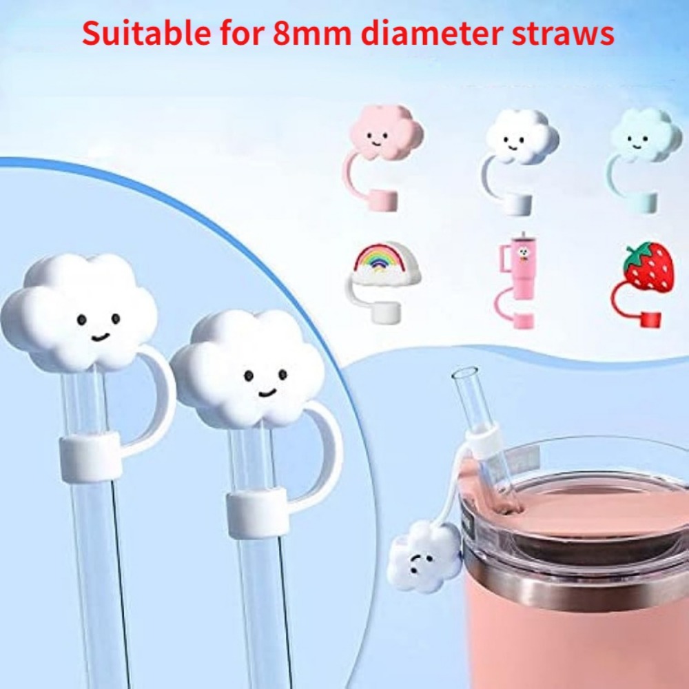 6pcs Cup Straw Cover Cloud Straw Cover Flat Bottomed Cup With Handle,  Silicone Straw Cover, Suitable For Stanley Cups For Restaurants/cafes -  Industrial & Commercial - Temu Belgium