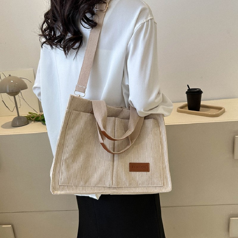 High School Students' One Shoulder Tote Bag for Class New Fashion Versatile  Large Capacity Portable Canvas Commuter Bag