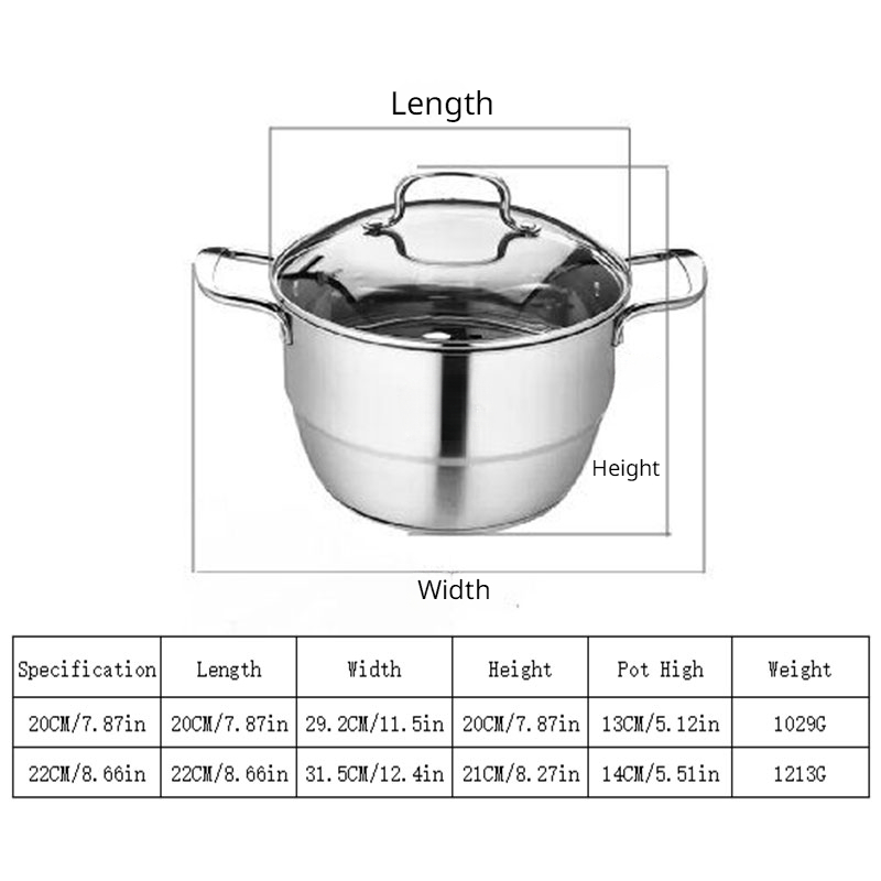 3 TIER INDUCTION HOB STAINLESS STEEL 22CM STEAMER POT PAN COOKER