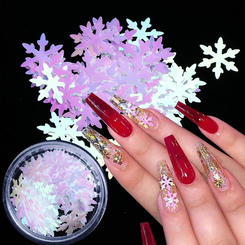 Christmas Nail Glitter Powder holographic Snowflake Nail - Temu United Arab  Emirates