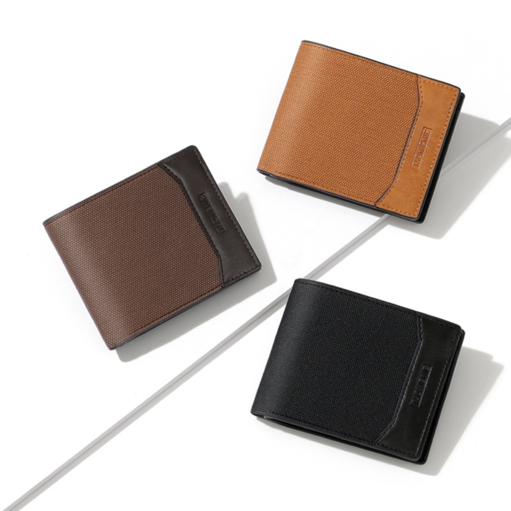 Men's Short Wallet Money Clip Fashion Casual Plaid Soft Leather