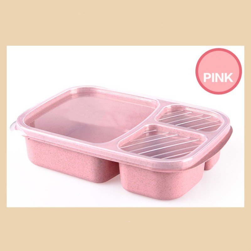 Wheat Straw Lunch Bento Box Microwave and Dishwasher Safe 850ml Pink