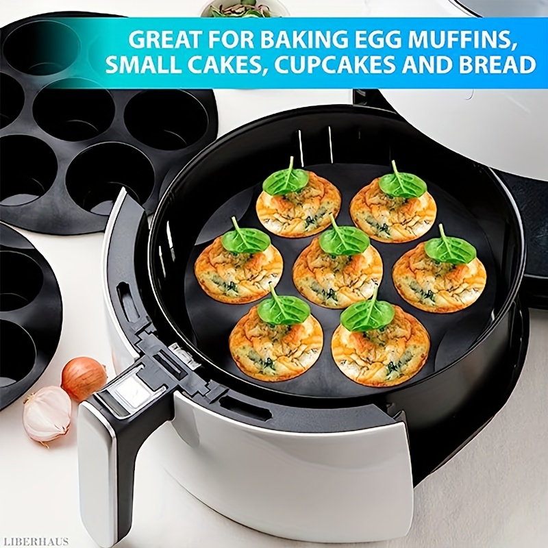 Silicone Muffin Cake Cups,7 Cup Silicone Muffin Baking Pan for Cupcakes Baking,Non-Stick Muffin Cupcake Tin Tray Baking Mould for Air Fryer