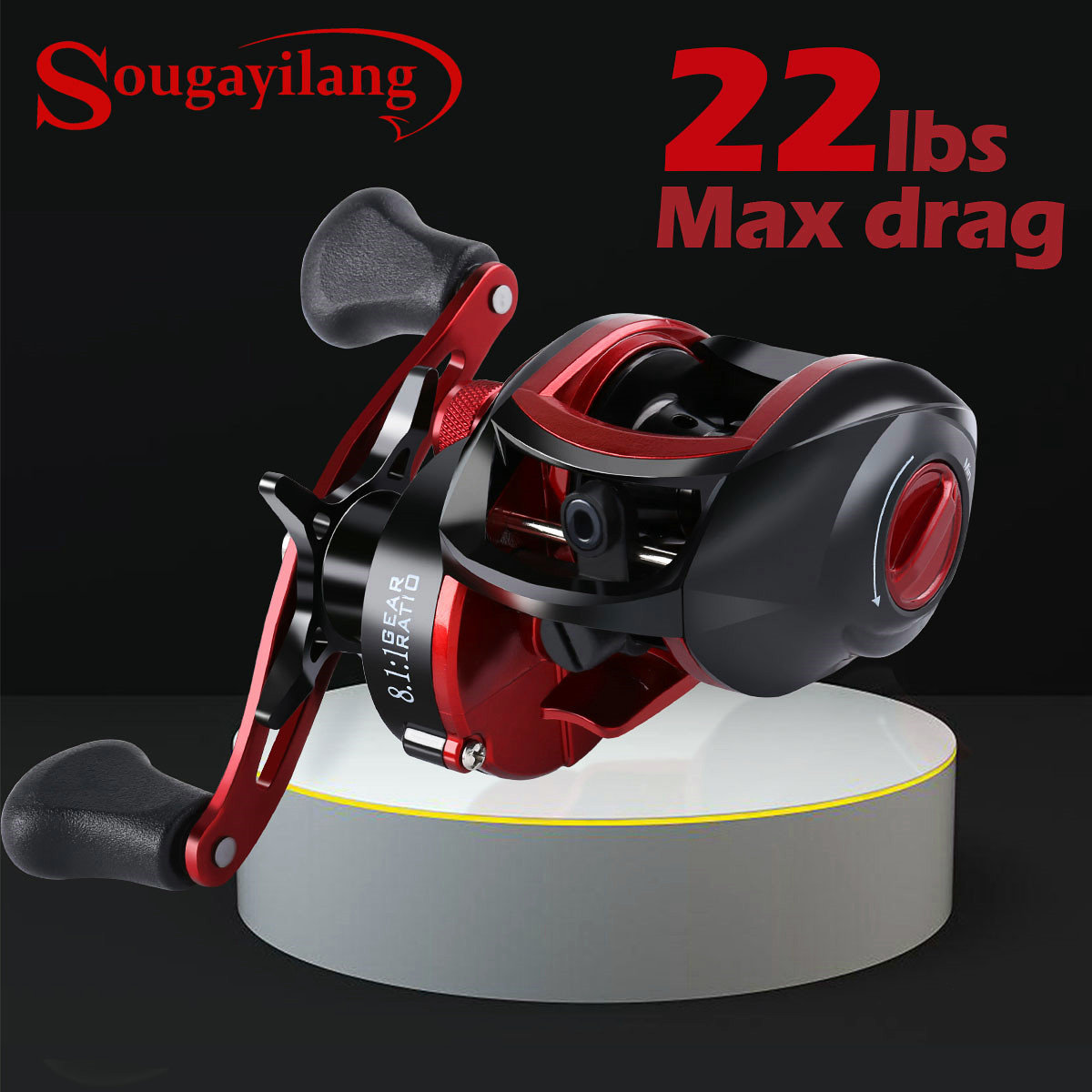 Sougayilang 8.1:1 Gear Ratio Baitcasting Reel, 18+1BB Left/Right Fishing  Reel With Max Drag 10kg/22lbs, For Advanced Anglers