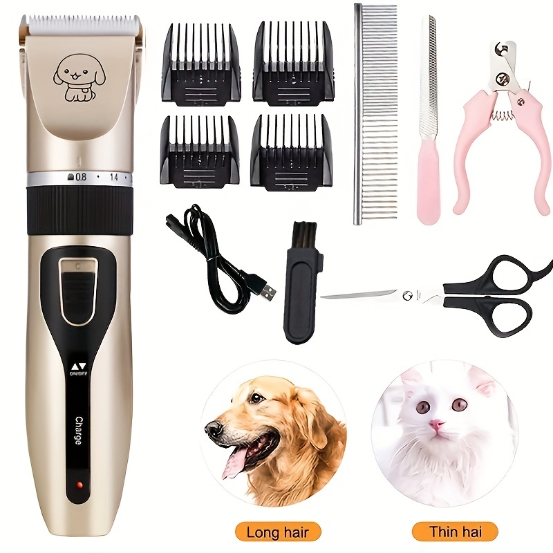4en1 tondeuse pour chien,silencieuse,tondeuse pour chat,deux  vitesses,tondeuse chat poils longs,rechargeable par USB,tondeuse chien,  convient aux