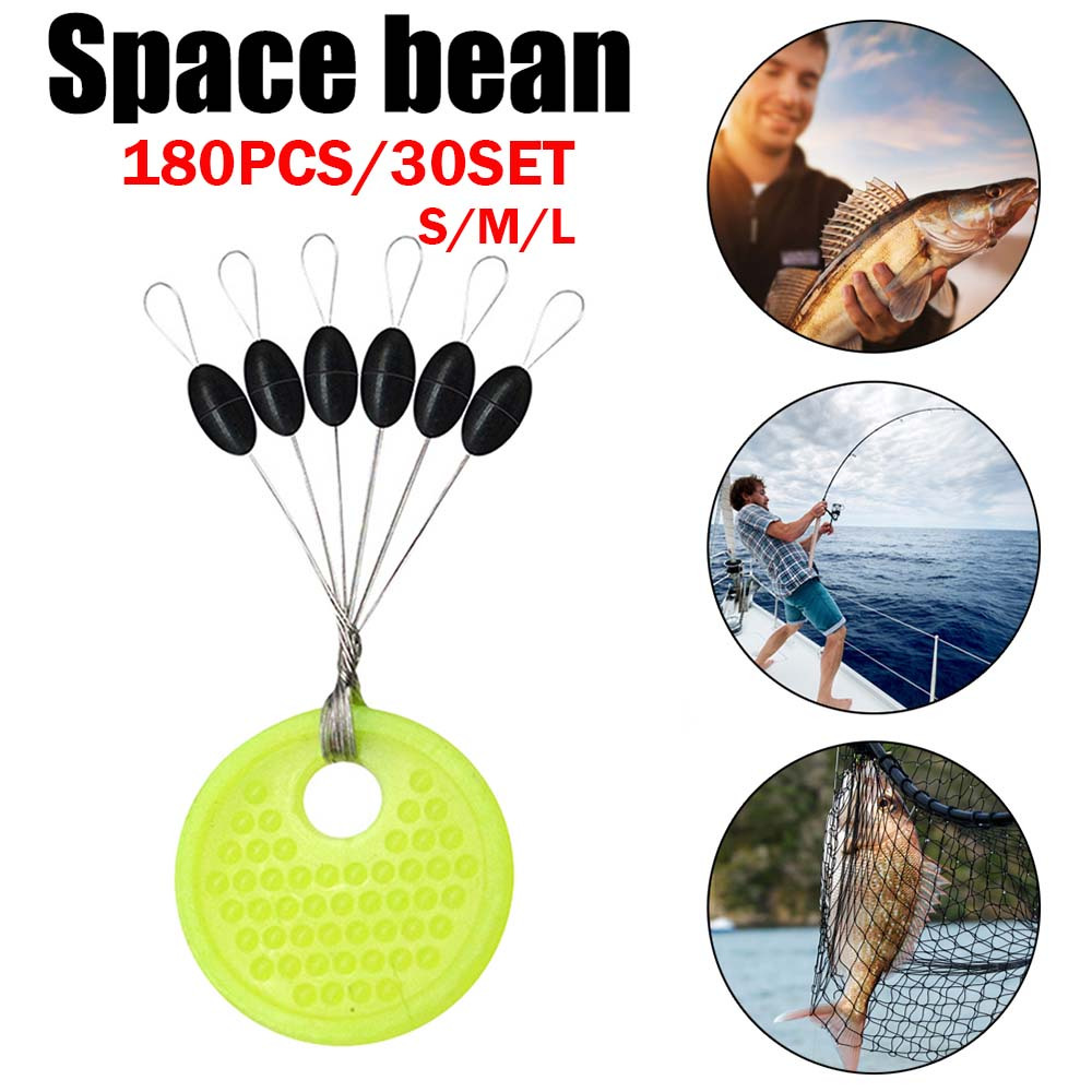 Rubber Oval Space Beans Fishing Bobber Stopper Float Line Sinker Stops