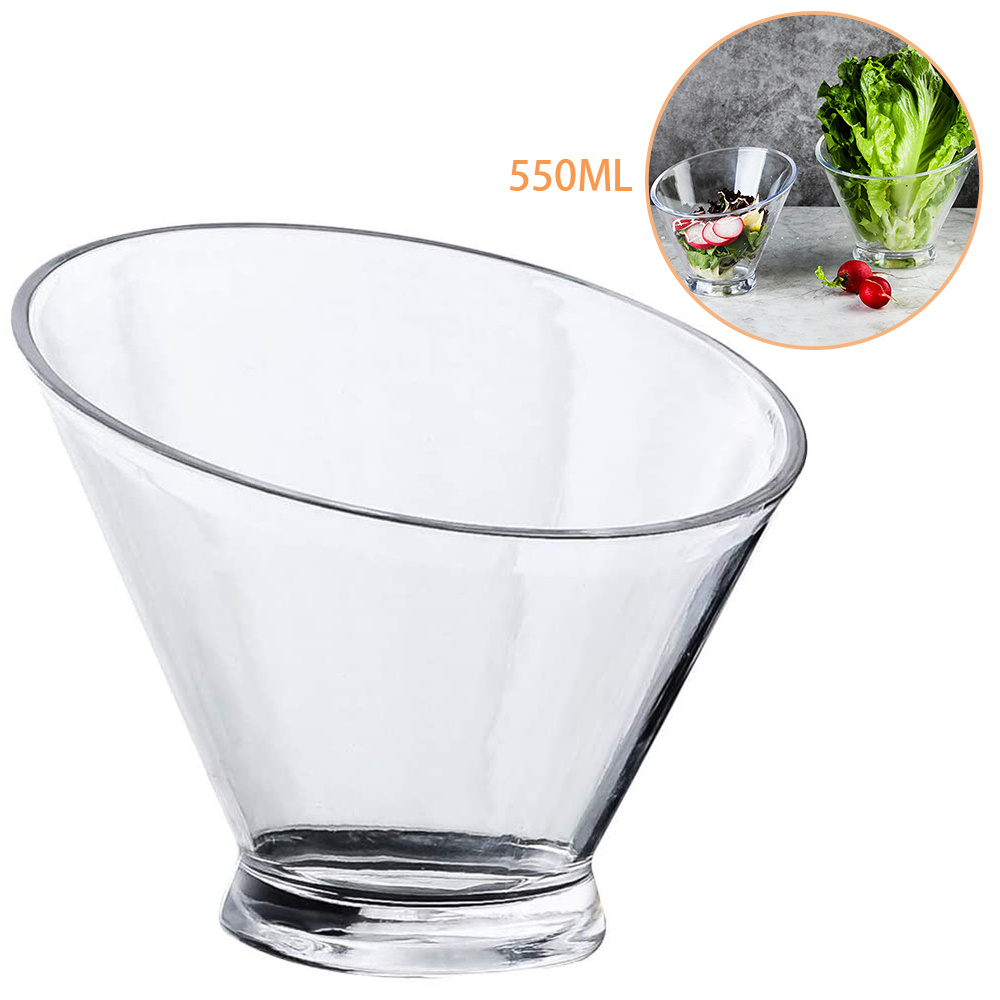 Diagonal Salad Bowl Plastic Break Resistant Clear Bowls Fruit Rice Serving  Bowls