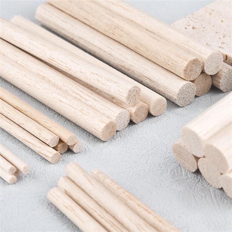 Round Unfinished Balsa Wood Sticks Wooden Dowel Rods for Kids