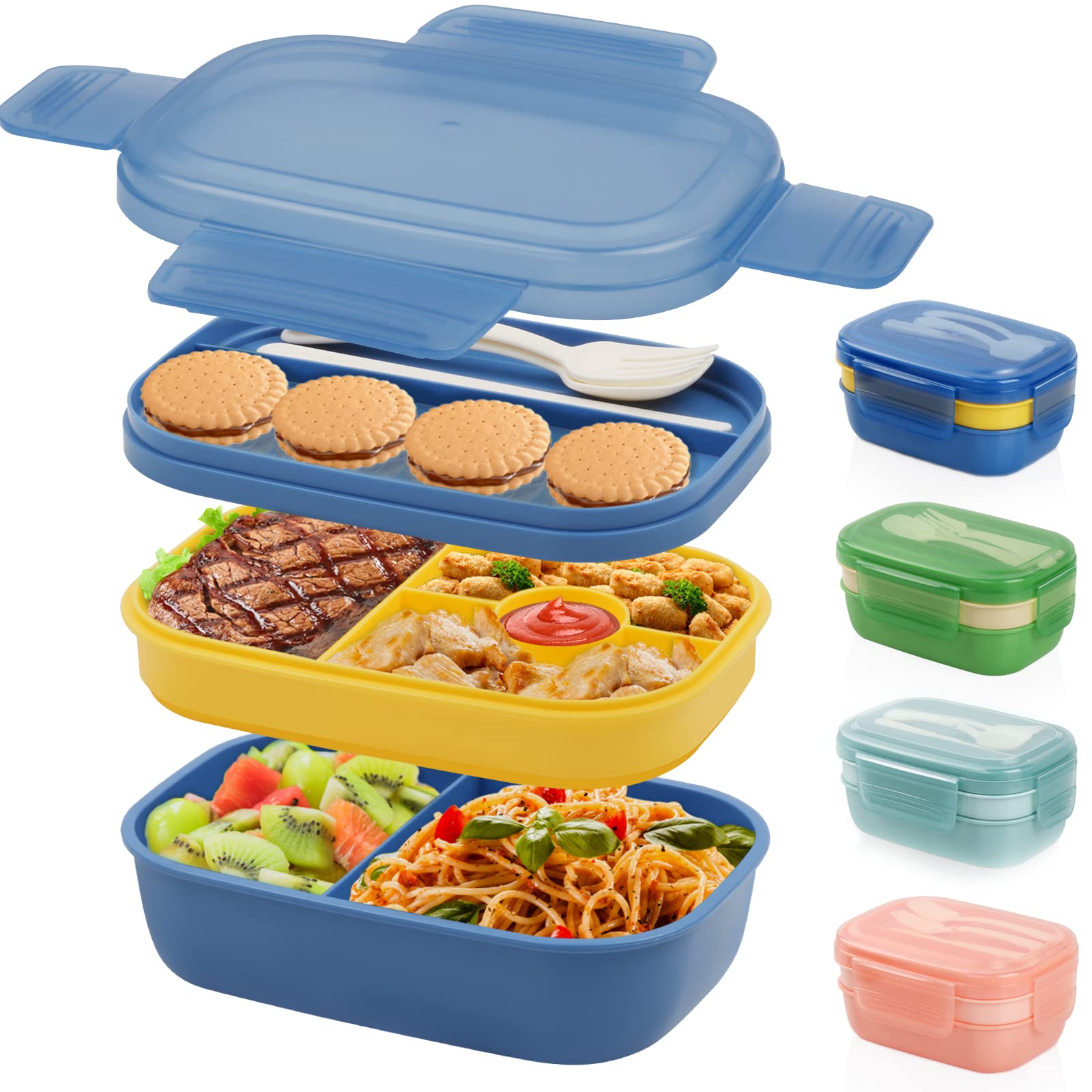 

1pc 1900ml/50.7oz Bento Box With Large Capacity, Leak-proof Lunch Box With Utensil Set For Dining Out, Work, Picnic, School