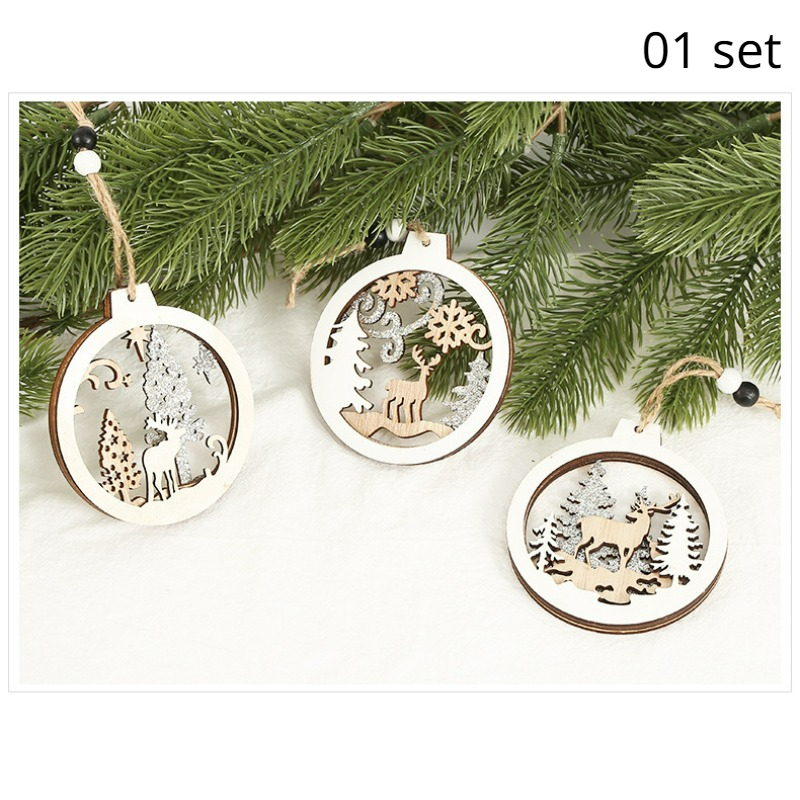 Christmas Wooden Stamp Set Santa Claus Reindeer Round Wood - Temu