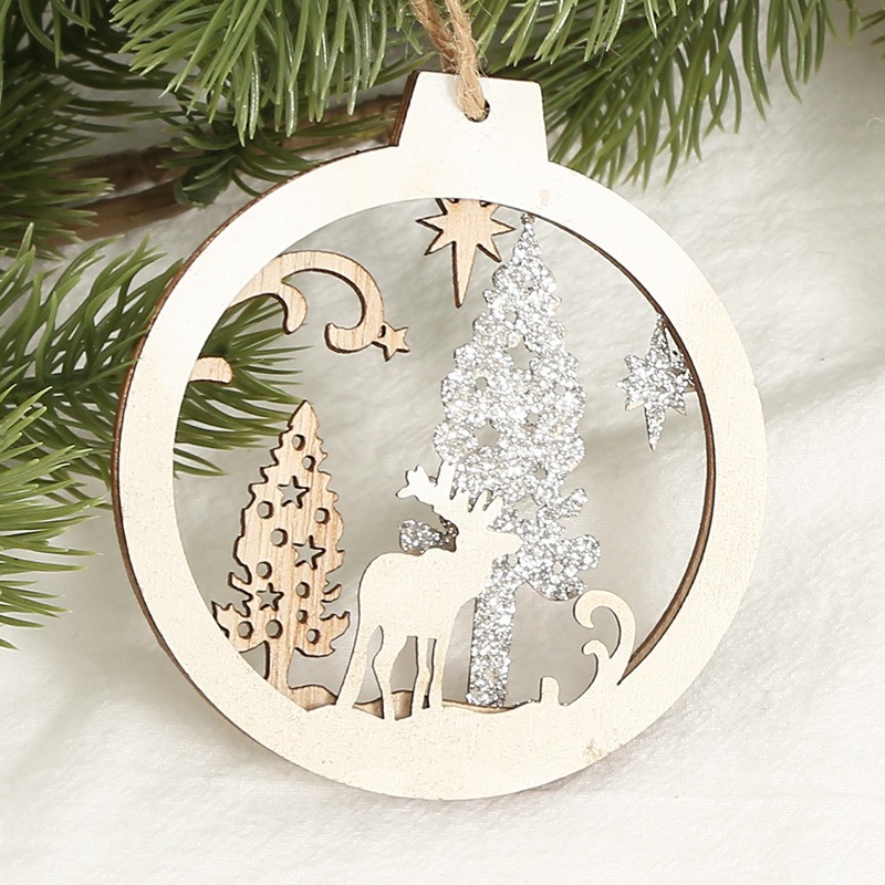 Christmas Wooden Stamp Set Santa Claus Reindeer Round Wood - Temu