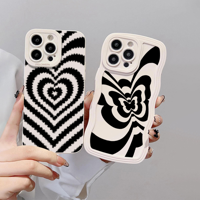 Silicone Phone Case Overlapping Heart Pattern Phone Case Temu