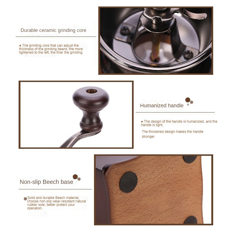 Manual Hand Crank Wooden Coffee Grinder with Drawer – Italian Cookshop Ltd