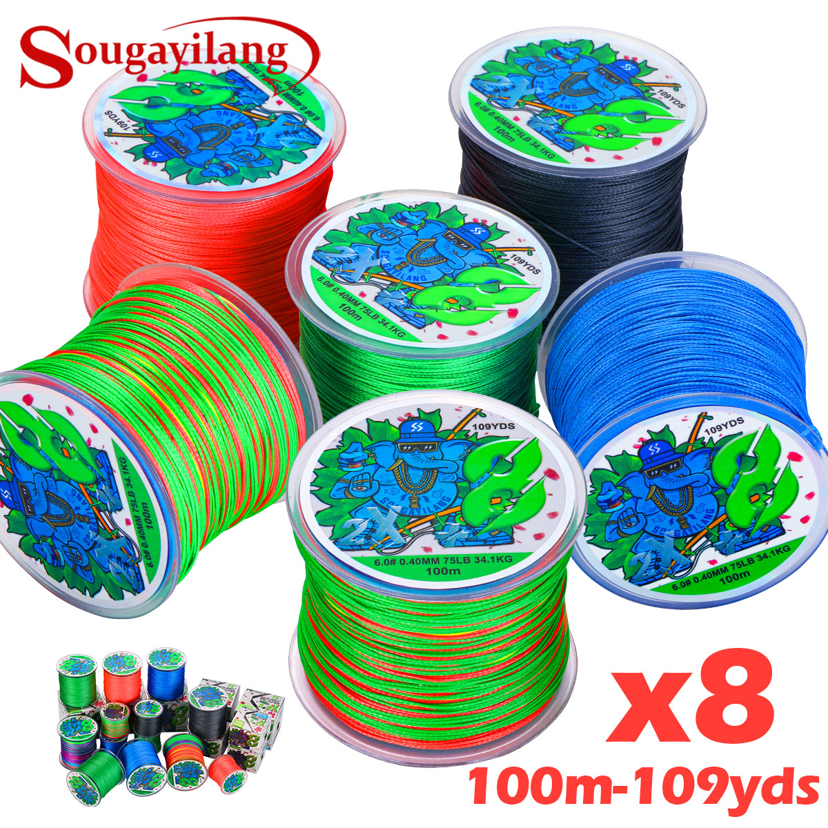 Sougayilang 9 Strands Fishing Line 500m Braided Fishing Line, Free  Shipping For New Users