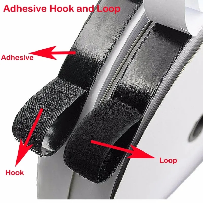 Black Hook And Loop Tape With Adhesive Nylon Heavy Duty Hook - Temu