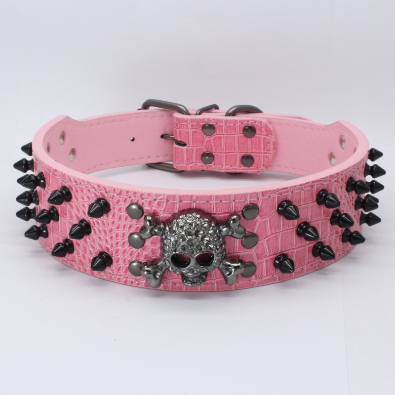 Classic Leather Cool Spiked Studded Adjustable Pet Collars For Large Dogs