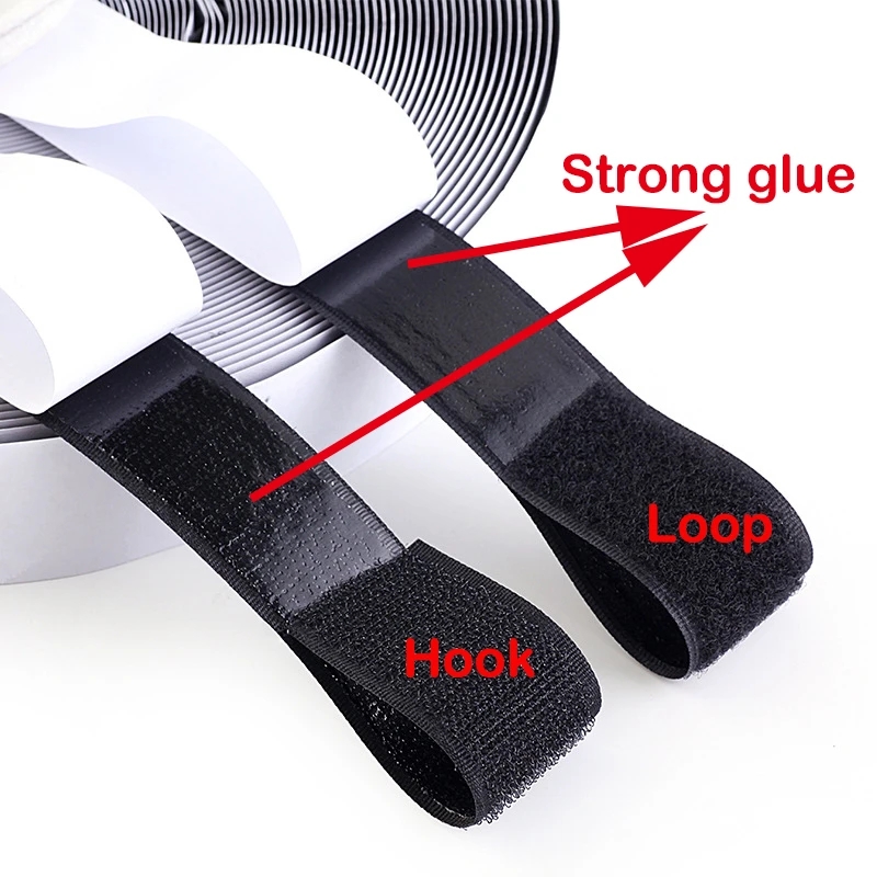 Black Self Adhesive Hook And Loop Tape Sticky Back Roll, Nylon