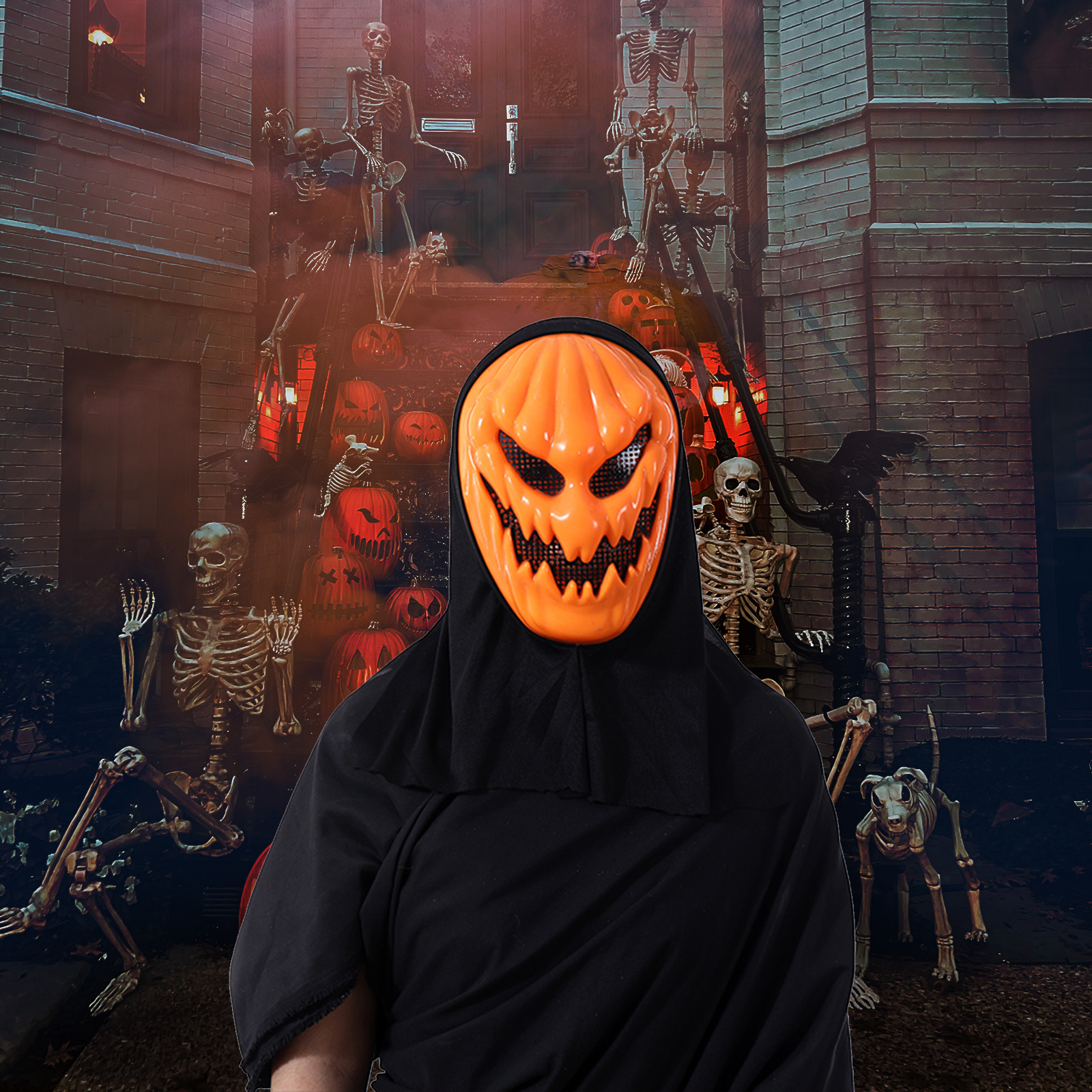 Halloween Terror Ghost Scary Pumpkin Mask, Halloween Pumpkin Face Head Masks for Cosplay,Temu