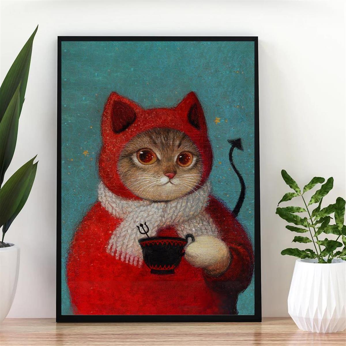 Cartoon Canvas Print Posters Kitty Canvas Wall Art - Temu