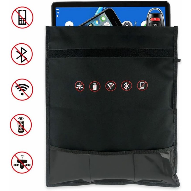 Large Faraday Bags with Faraday Key Fob Protector, 16'' X 19'' Faraday Cage  with Reflective Strip, Waterproof & Fireproof Faraday Key Fob Protector