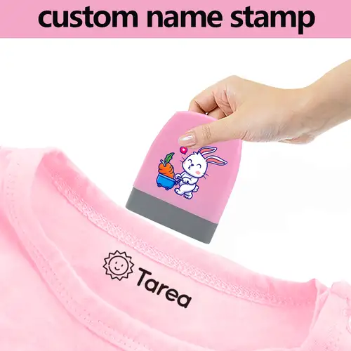  Name Stamp for Clothing Kids,Custom Name for Baby Student  Clothes Chapter Cartoon Children's Seal Cute for Kids,Waterproof Wash Not  Faded Stamp 4 Animal Styles (Girl Yellow) : Office Products