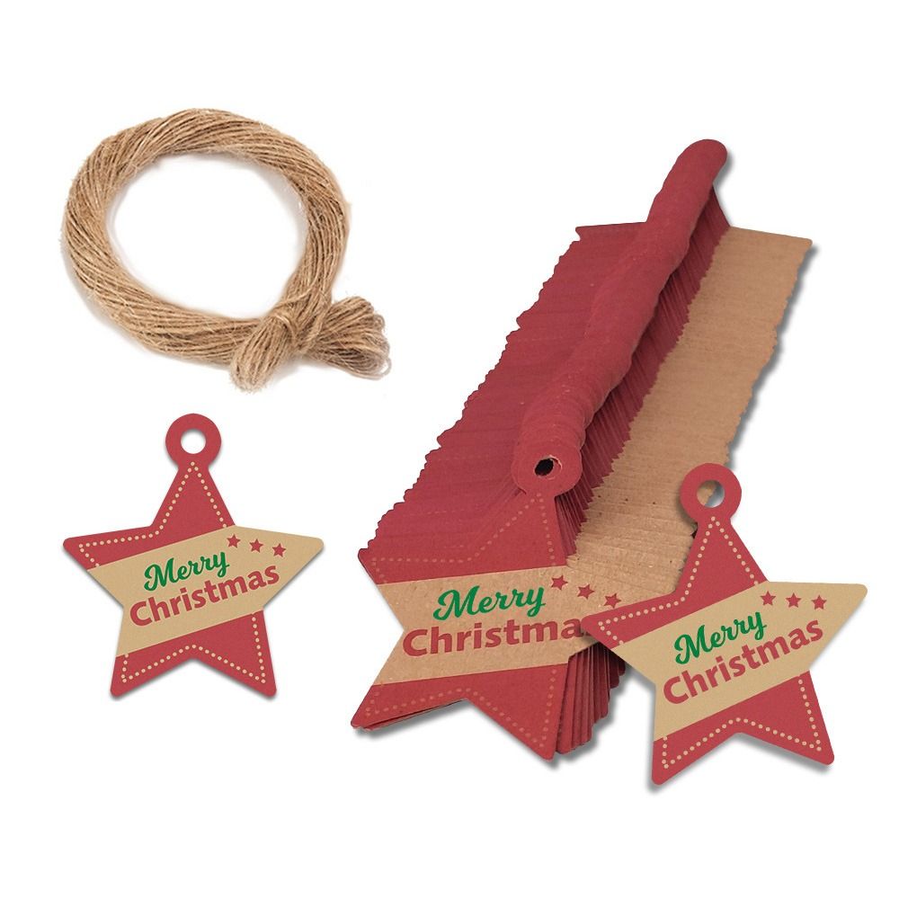 Merry Christmas Gift Tags Kraft Paper Tags Santa Claus Snowflake