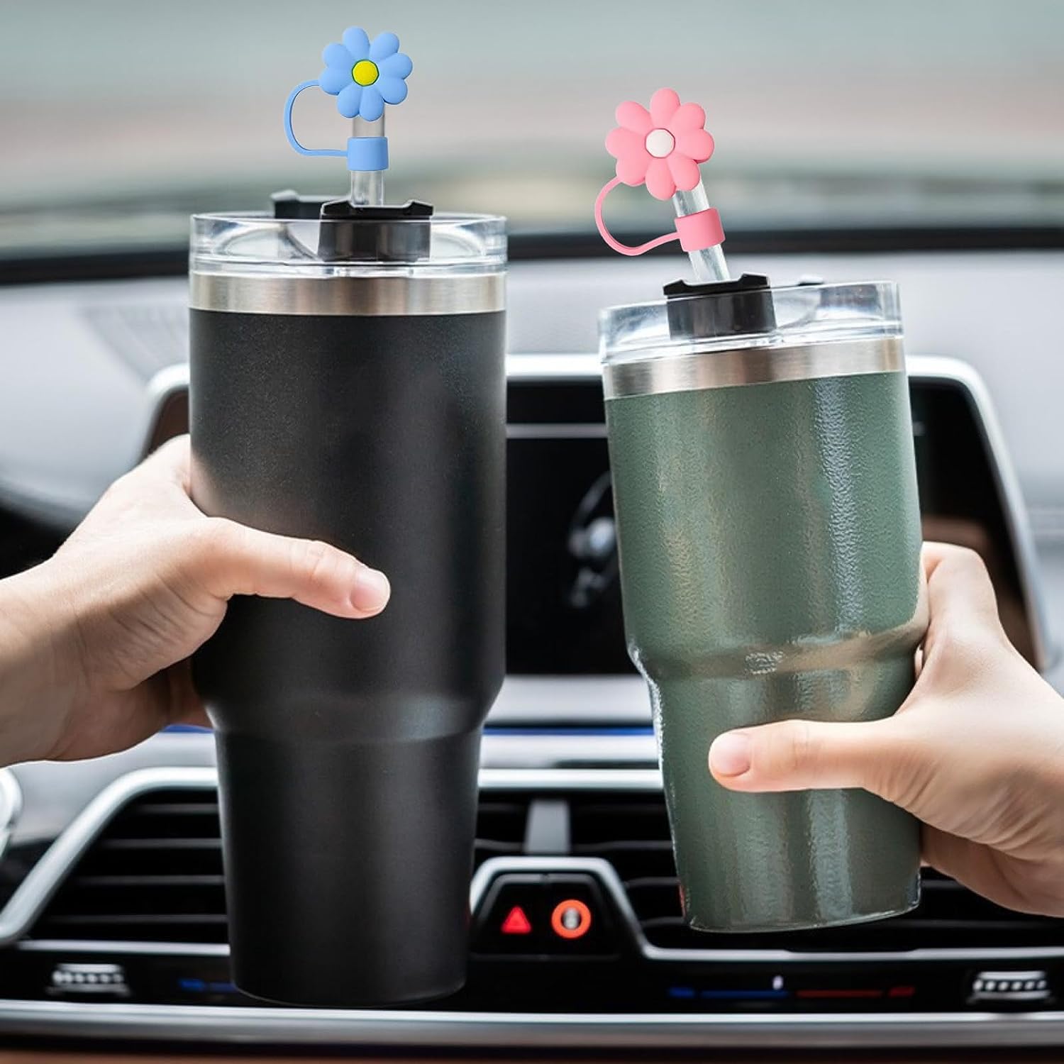 Cute Flower Reusable Straw Cover, Dustproof & Splash Proof Silicone Straw  Stoppers, Cup Decorative Accessories For Straw - Temu