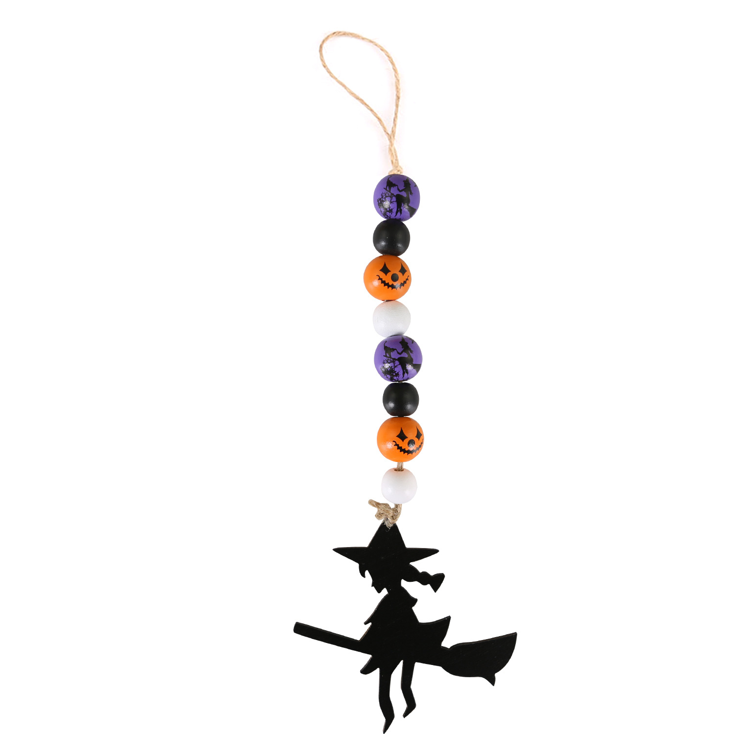 Halloween Wooden Bead Tassel Diy Wizard Spider Bat Black Cat Tag