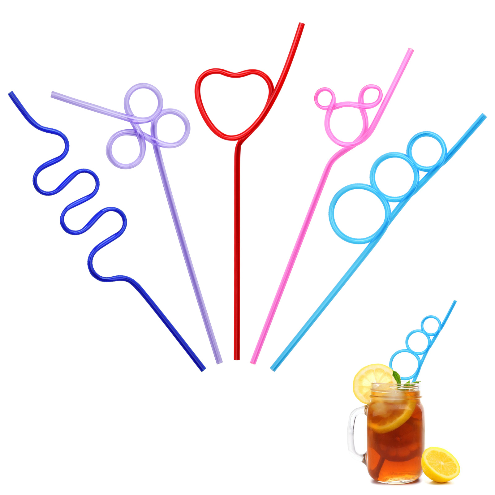 10pcs Reusable Drinking Straws Novelty Dinosaur Party Straws Curly Hard Plastic  Straws Kids Birthday Party Decorations