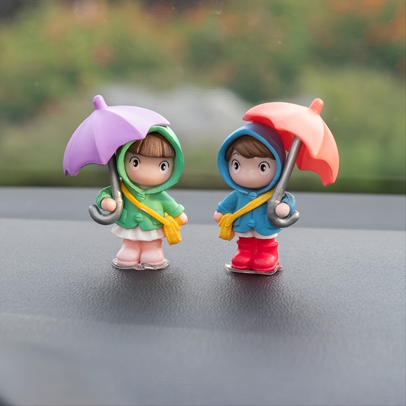 2pcs Neue Regenschirm-Mädchen-Puppe, Niedliche Cartoon-Mädchen-Puppe,  Kleine Verzierung Für Desktop, Auto-Dekoration