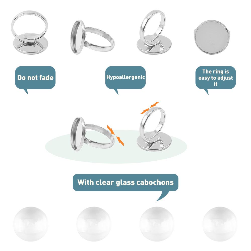 1bag Cabochon Ring Blanks Glass Cabochons Ring Base - Temu