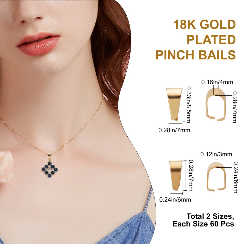  TEHAUX 100 Pcs bails for Jewelry Making Chain Pendant Gold  Small Clip Connector Bead Pendant Connector Pinch bails for Jewellery  Making Copper Pinch Clip Bail Buckle 100pcs Alloy Hardware