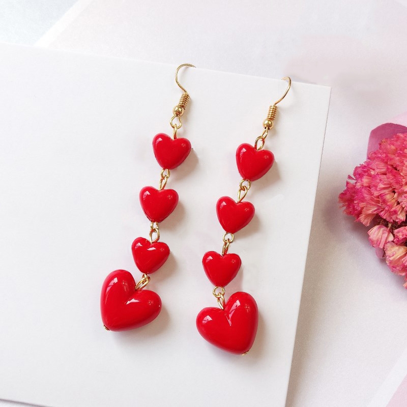 1pair Valentine's Day Earrings, Leopard Print Heart Shaped Water Drop  Earrings, Christmas New Year Valentine's Day Gift