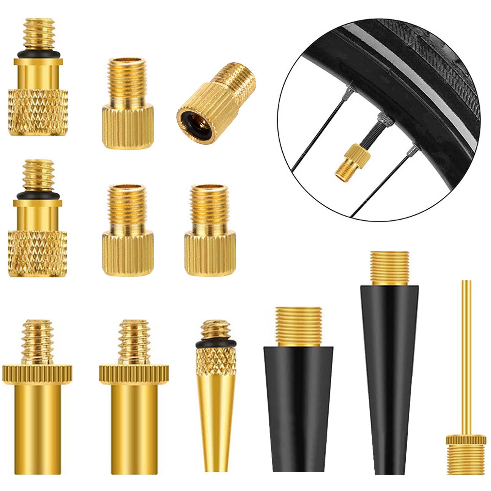10PCS/Set Bike Tire Valves Adapter French to US Air Compressor