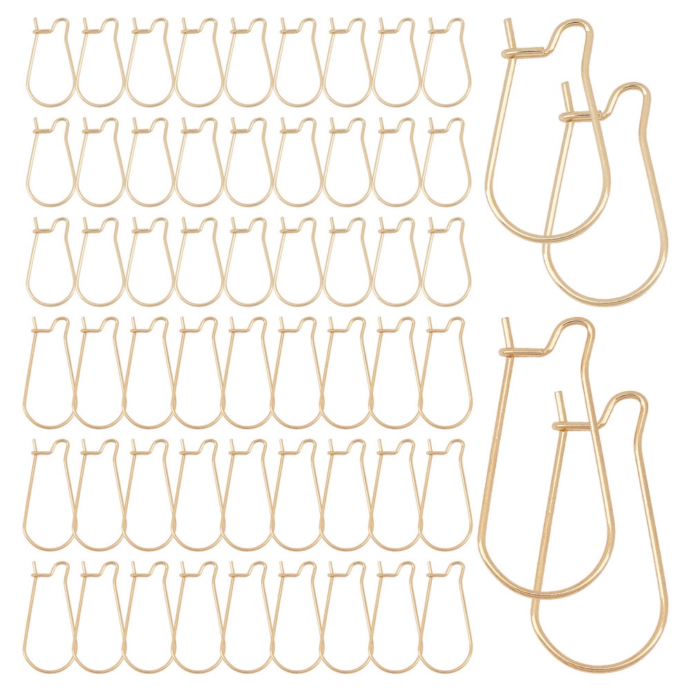 1Box 50Pcs/Box Kidney Earring Hooks Plated Kidney Ear Wires Earring Hooks  10.5x25mm Dangle Wire For Jewelry Making