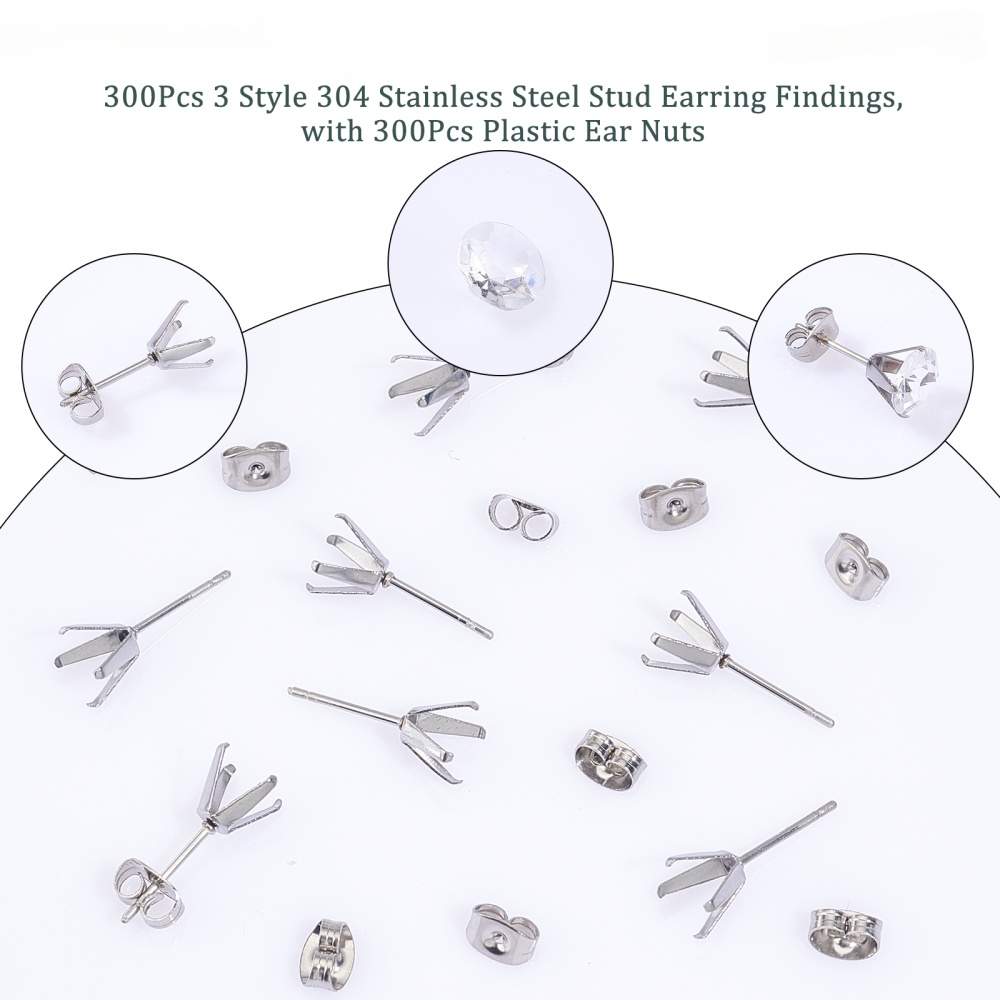 304 Stainless Steel Stud Earring Findings With Loop Ear - Temu