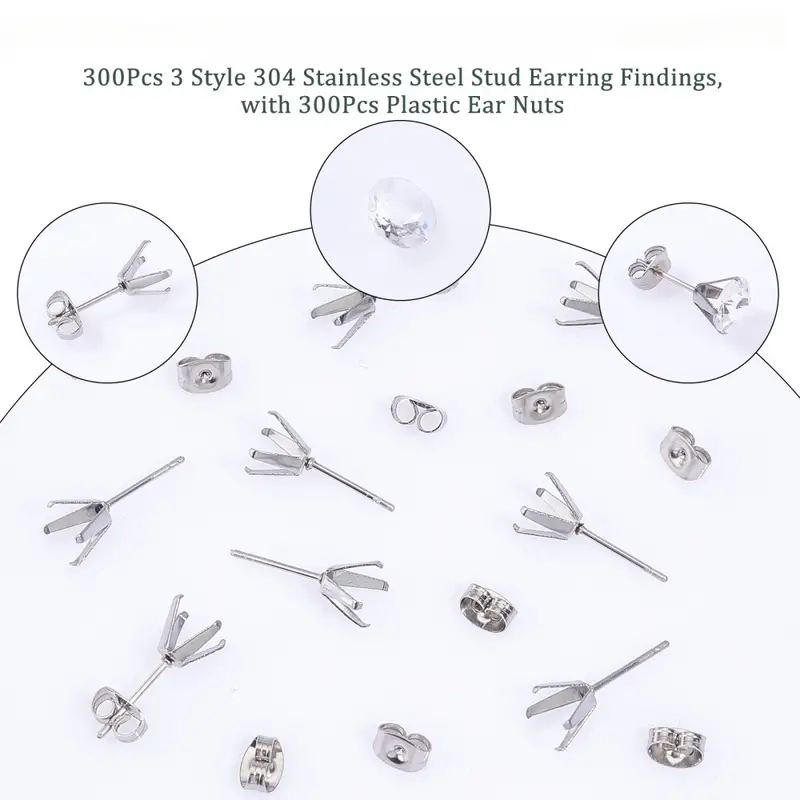 Stainless Steel Stud Earring Findings Claw Style Blanks - Temu
