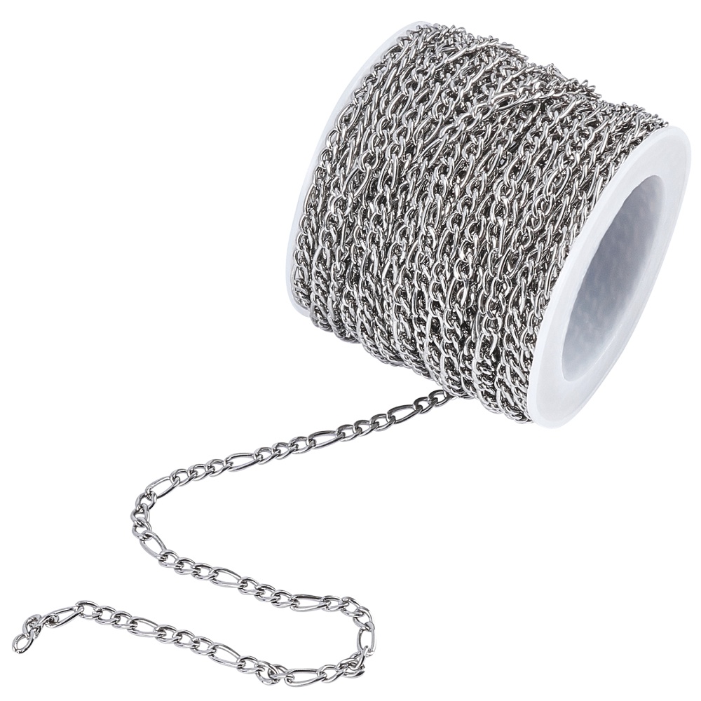 1bag Diy Silver Chain Roll Figaro Chains Silver Plated - Temu